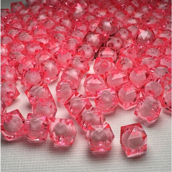 100 8mm Pink Crystal Cut Square Acrylic Beads Jewelry Making DIY Crafting Lot - Picture 12 of 16